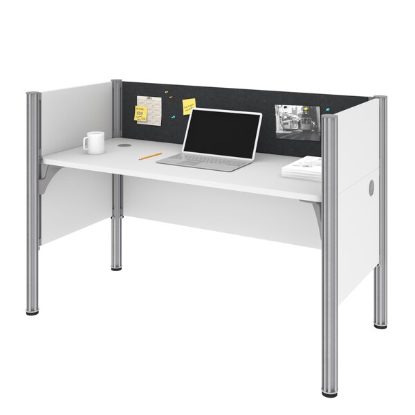 Bestar Bestar Pro-Biz 63W Single Office Cubicle with Gray Tack Board and Low Privacy Panels in white 100871CG-17 - main
